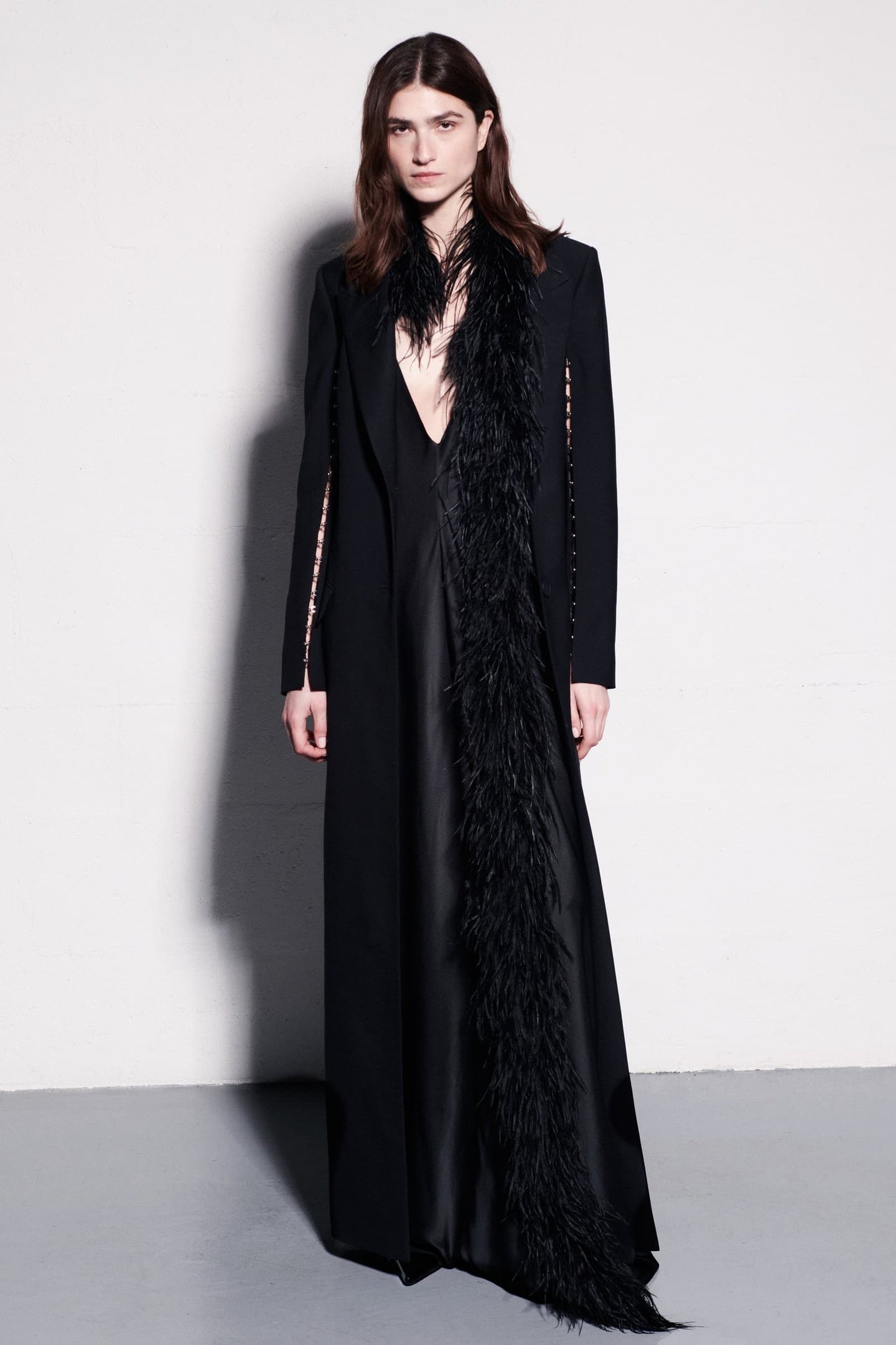 Model in black Nicole coat