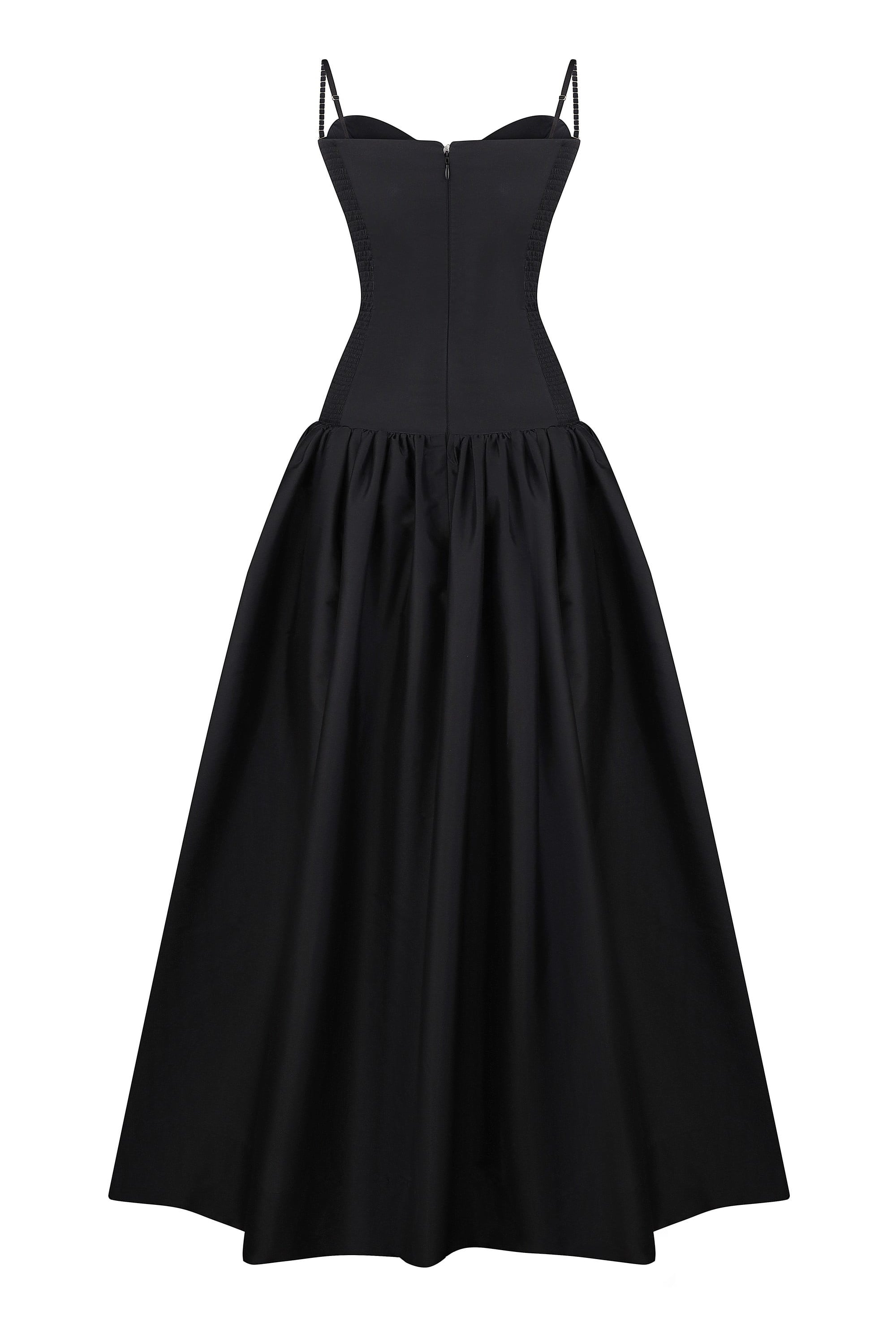 Chloé midi dress with a corset top with stitching and wide skirt back view