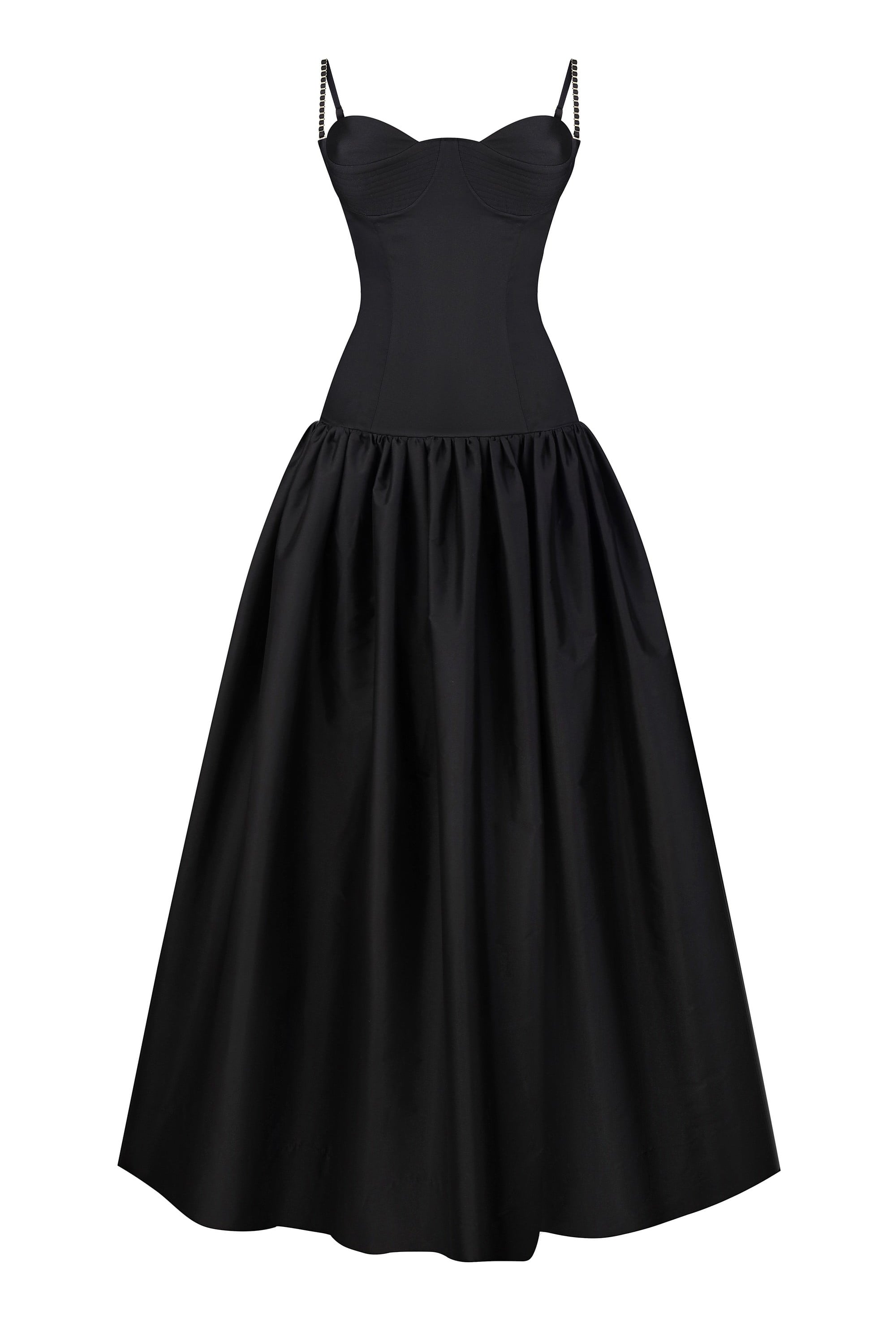 Chloé midi dress with a corset top with stitching and wide skirt front view