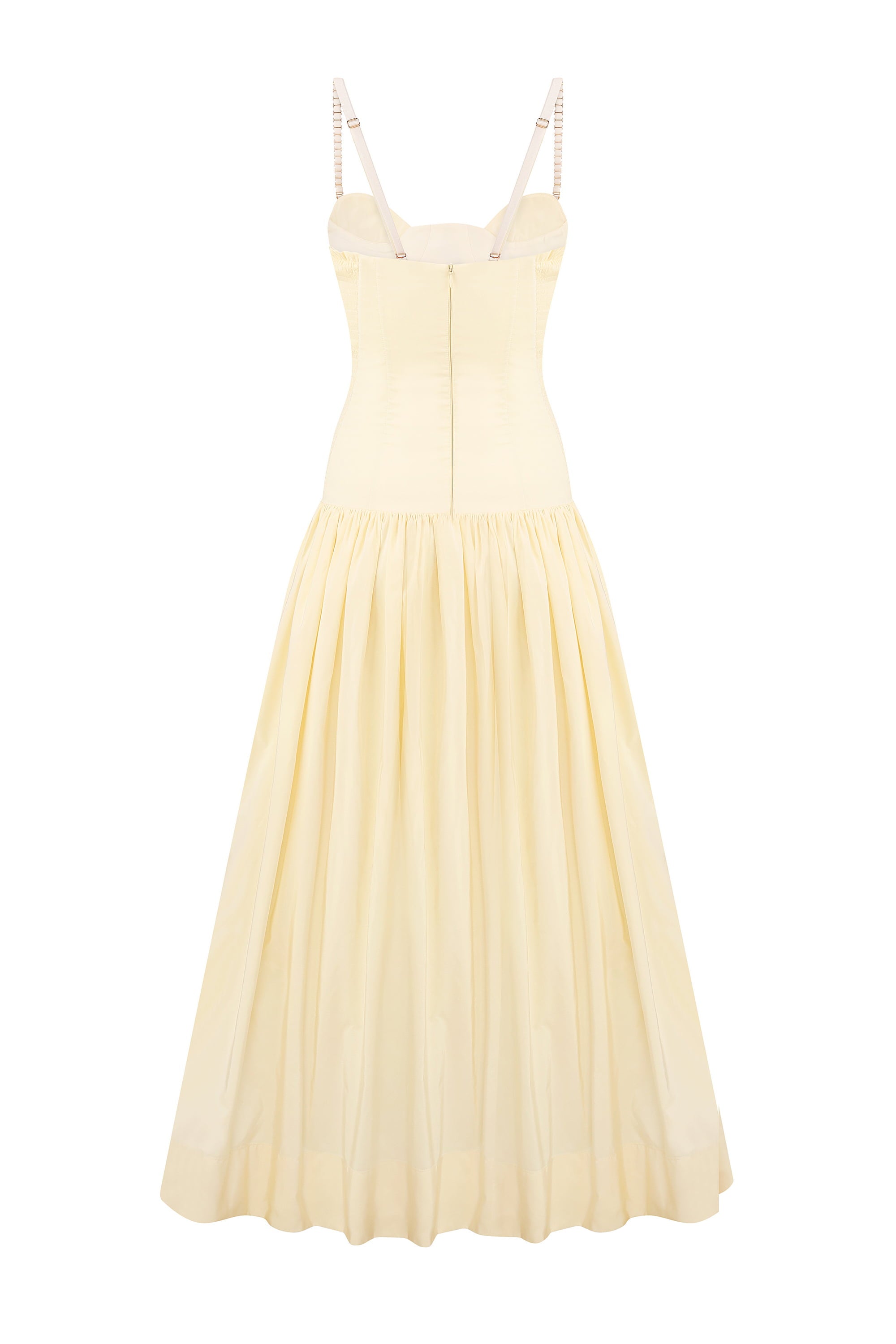 Chloé midi dress with a corset top with stitching and wide skirt back view