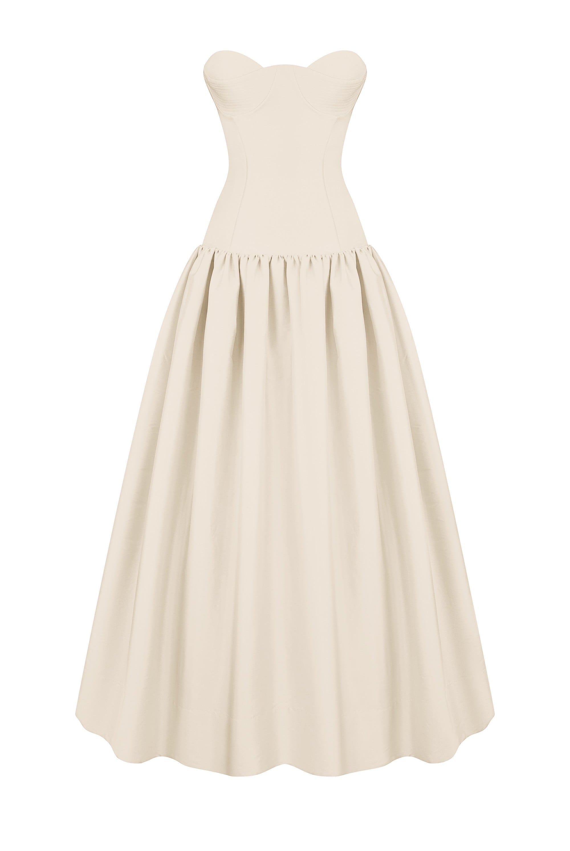 Chloé midi dress with a corset top with stitching and wide skirt front view