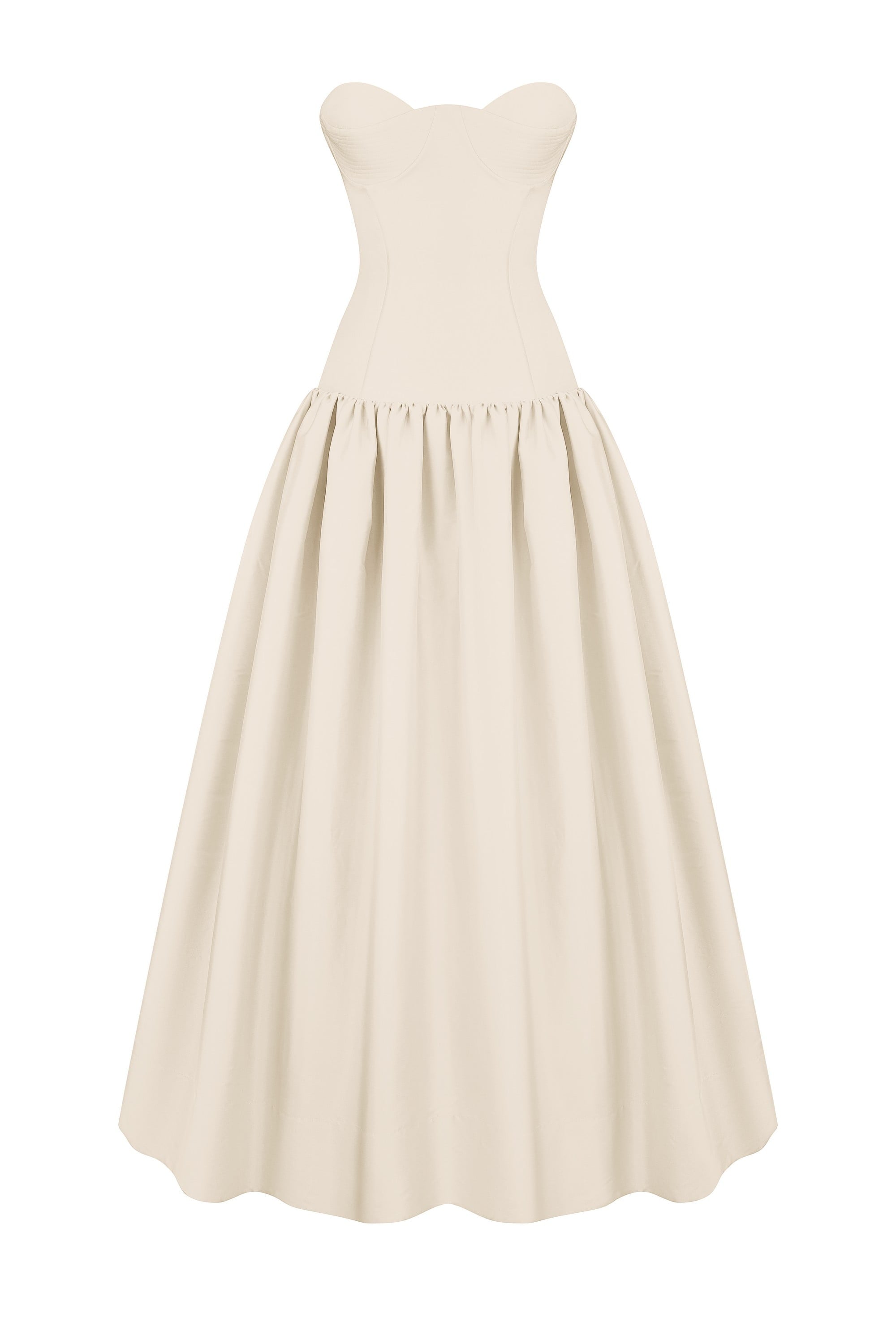 Chloé midi dress with a corset top with stitching and wide skirt front view