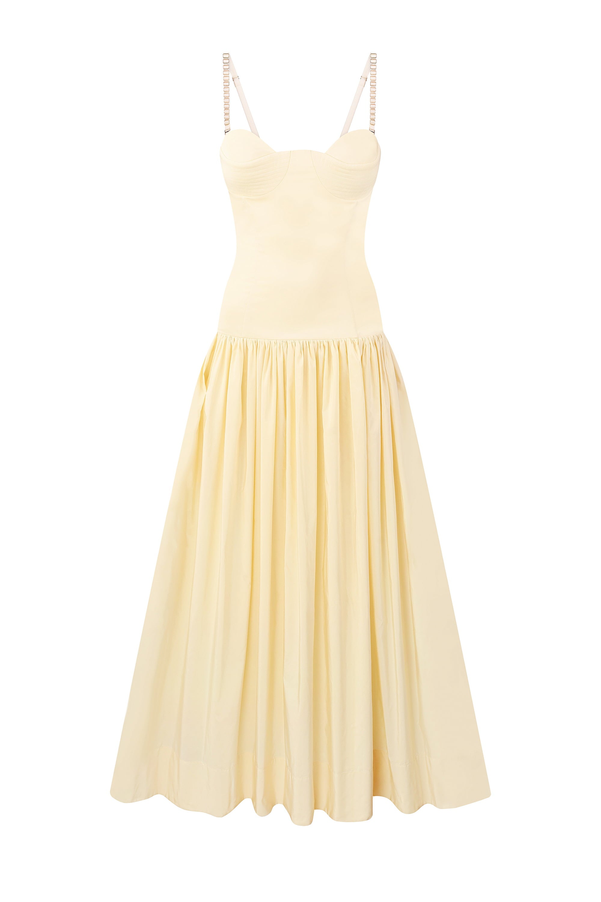 Chloé midi dress with a corset top with stitching and wide skirt front view