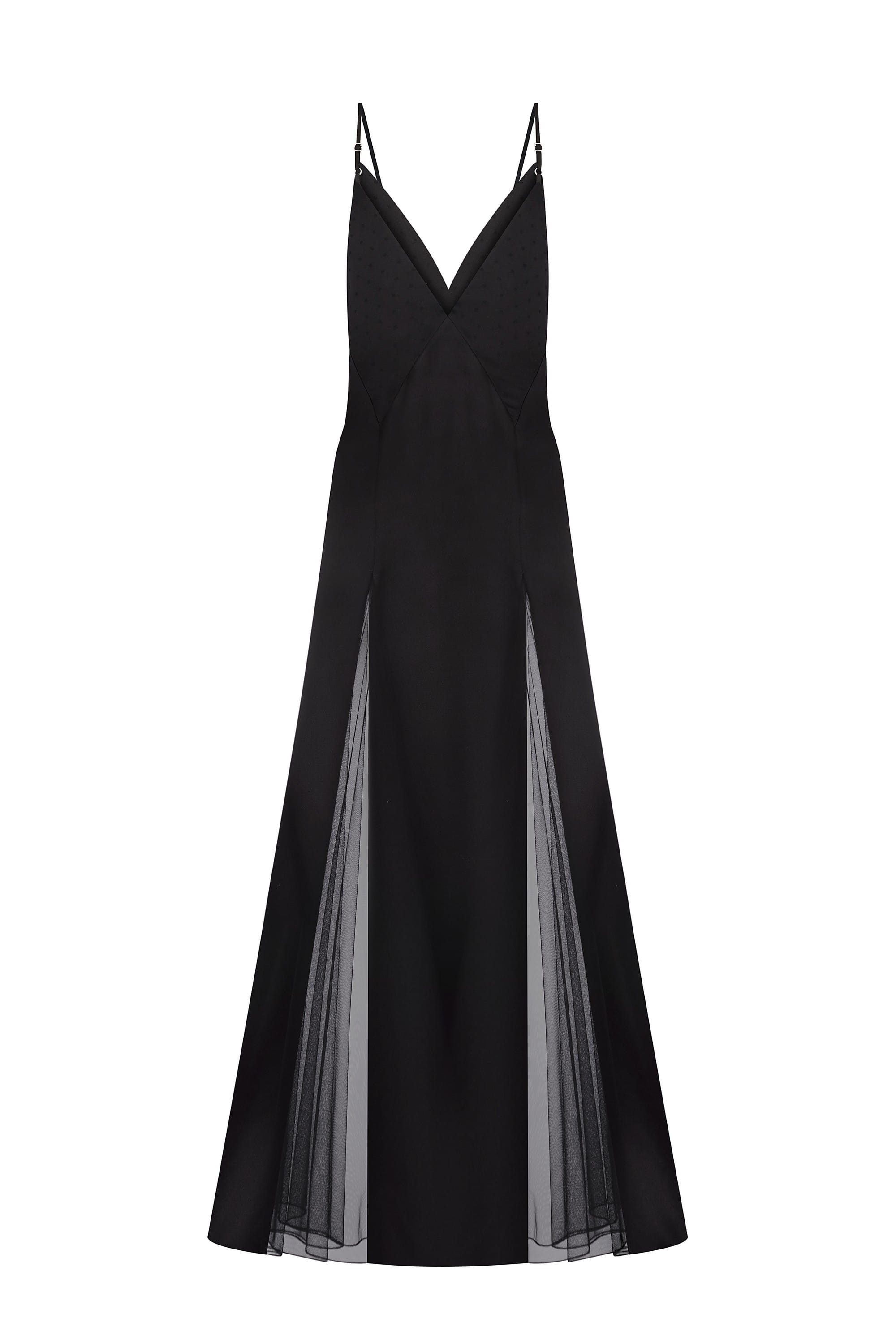 Fitted Adelina maxi dress back view