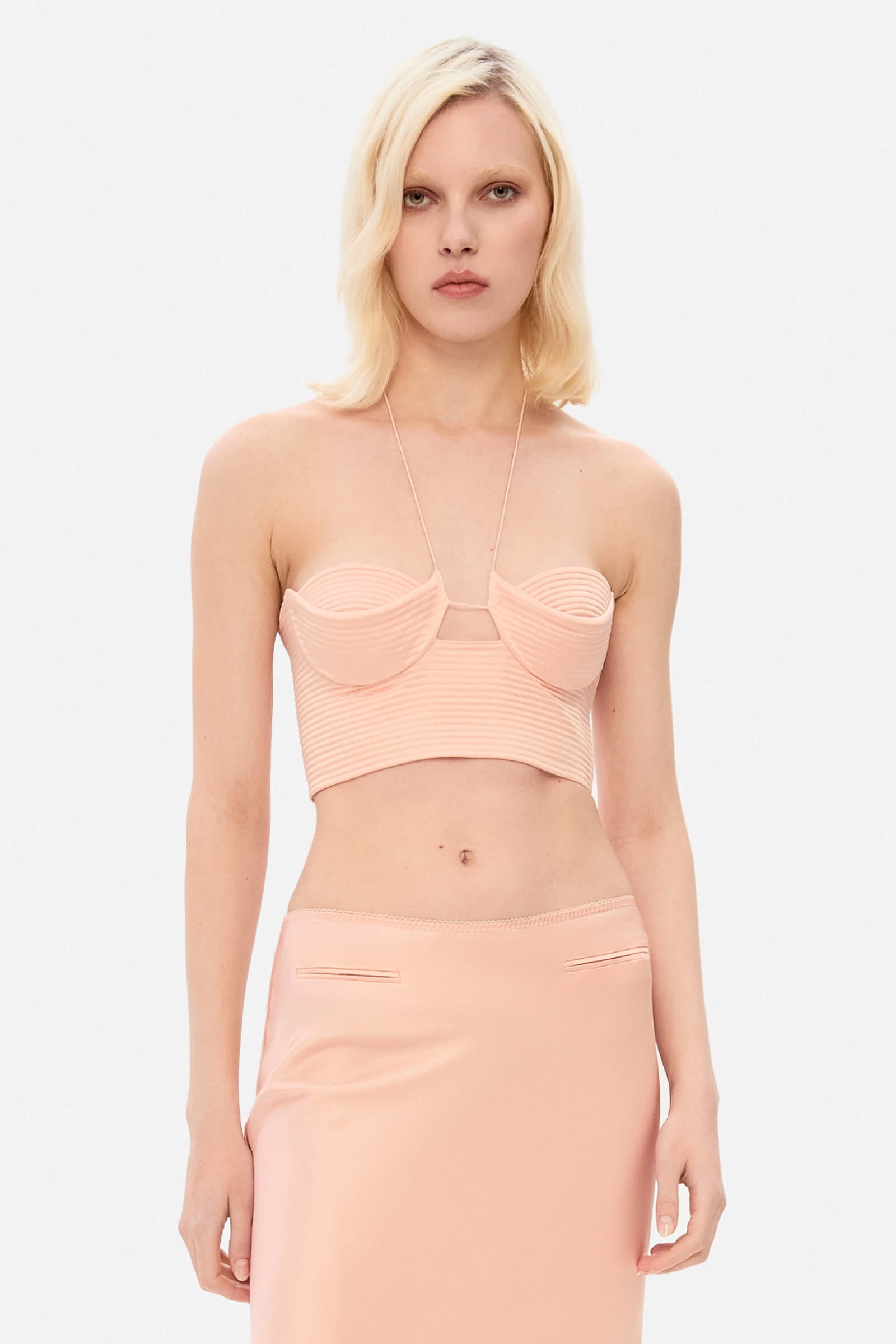 Model in Gwen top front view