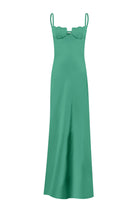 Tulip maxi dress with tulip-shaped decorated cups front view