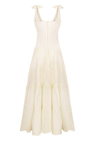 Maxi Aymie dress with ties on the top and wide skirt back view