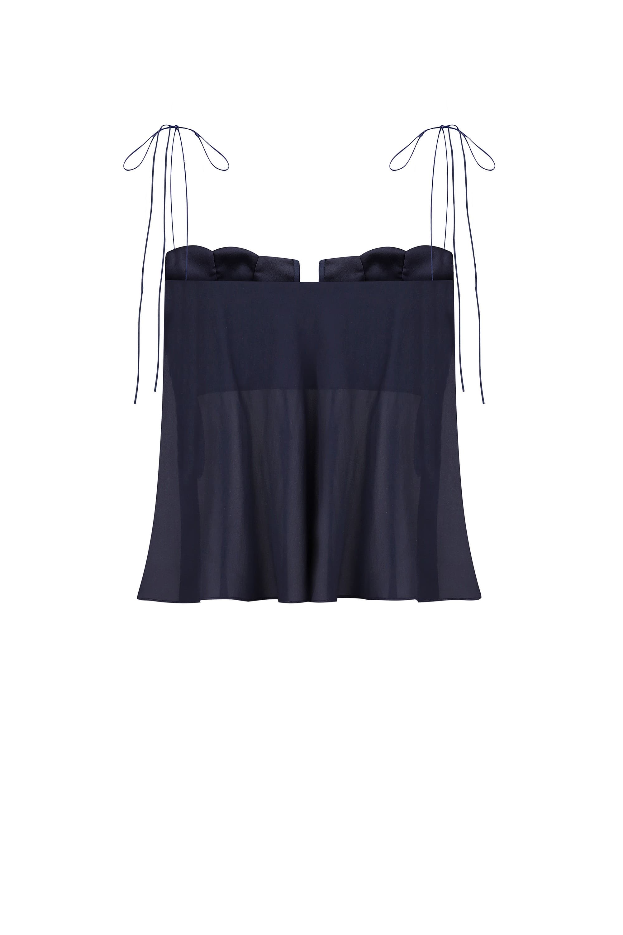 Wide-silhouette Clemence top with decored cups back view