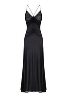 Black Eliana dress on a white background, back view