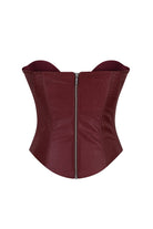 Burgundy Susana corset on a white background, back view