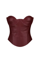 Burgundy Susana corset on a white background, front view