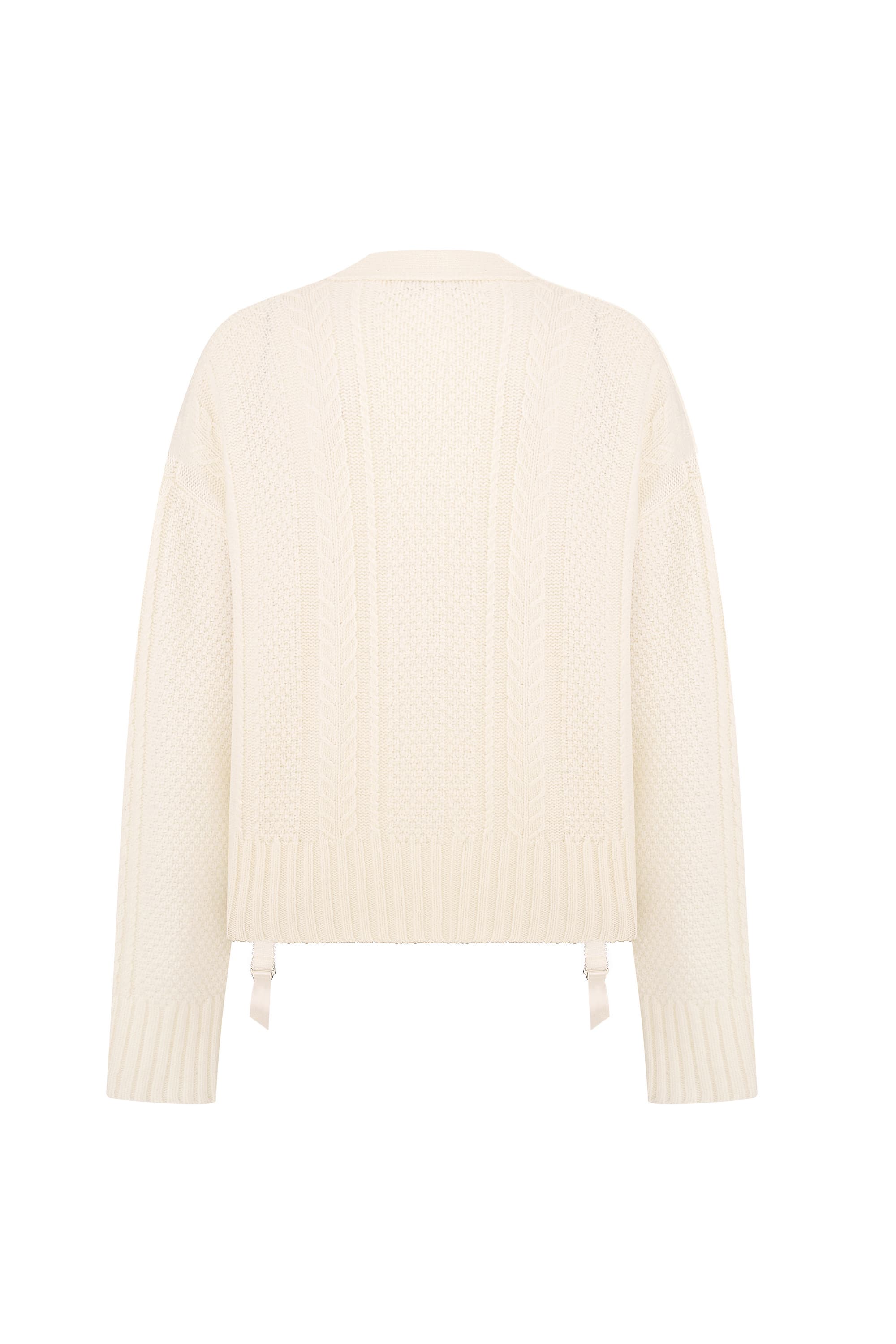 Ivory Josie cardigan on a white background, back view