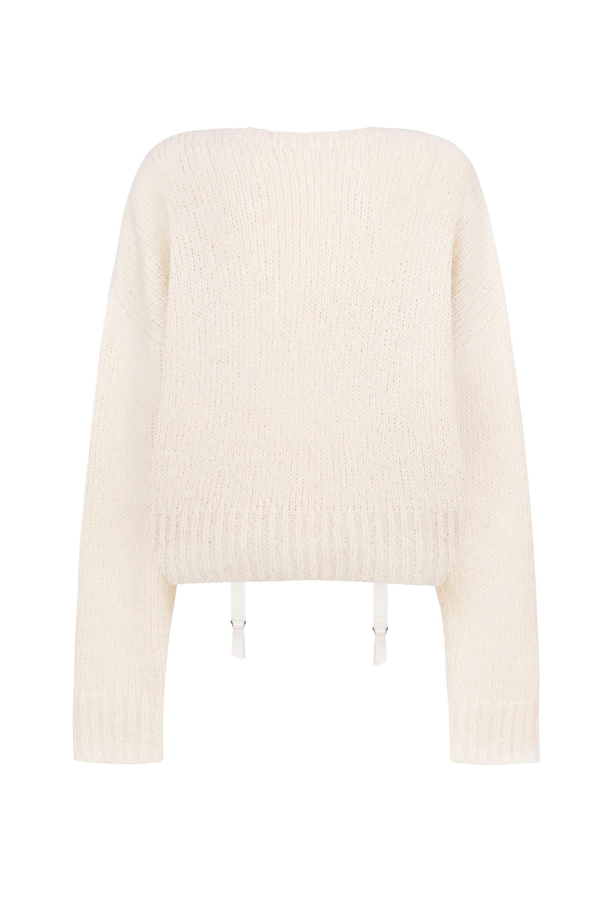 Ivory Cleo sweater on a white background, back view