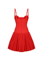 Red Chloé dress with thin straps on a white background, back view