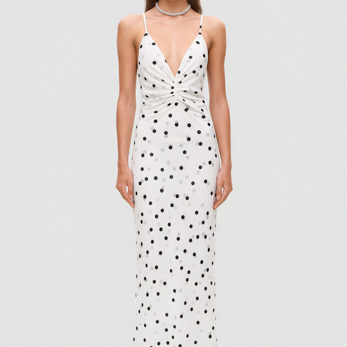 white with black dots dress Eliana – Anna October Mesh Dress Dressystars Women One Shoulder Size:J (36-38) this piece offers a