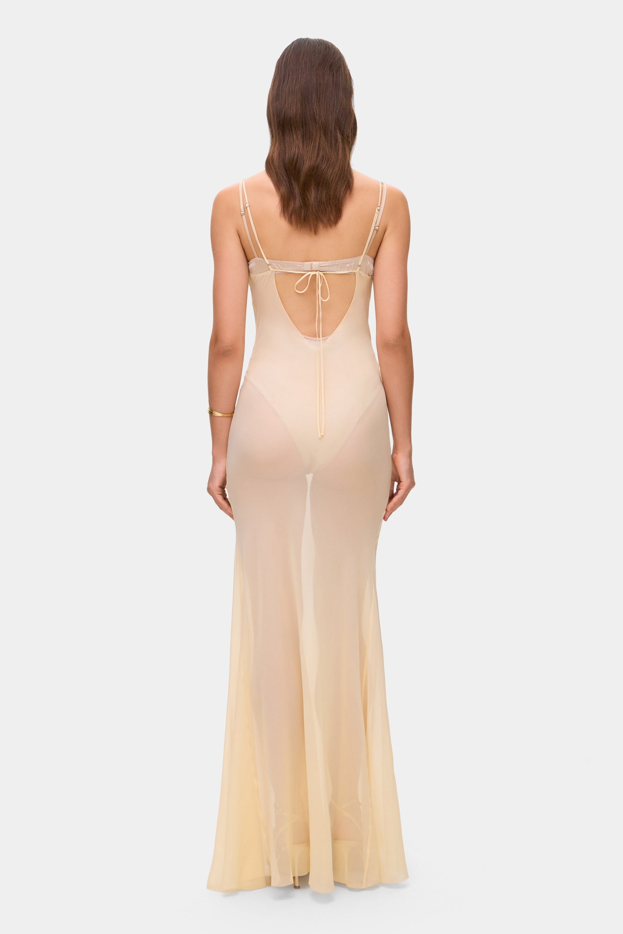 Maxine maxi dress on straps with wide skirt back view