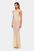 Maxine maxi dress on straps with wide skirt side view