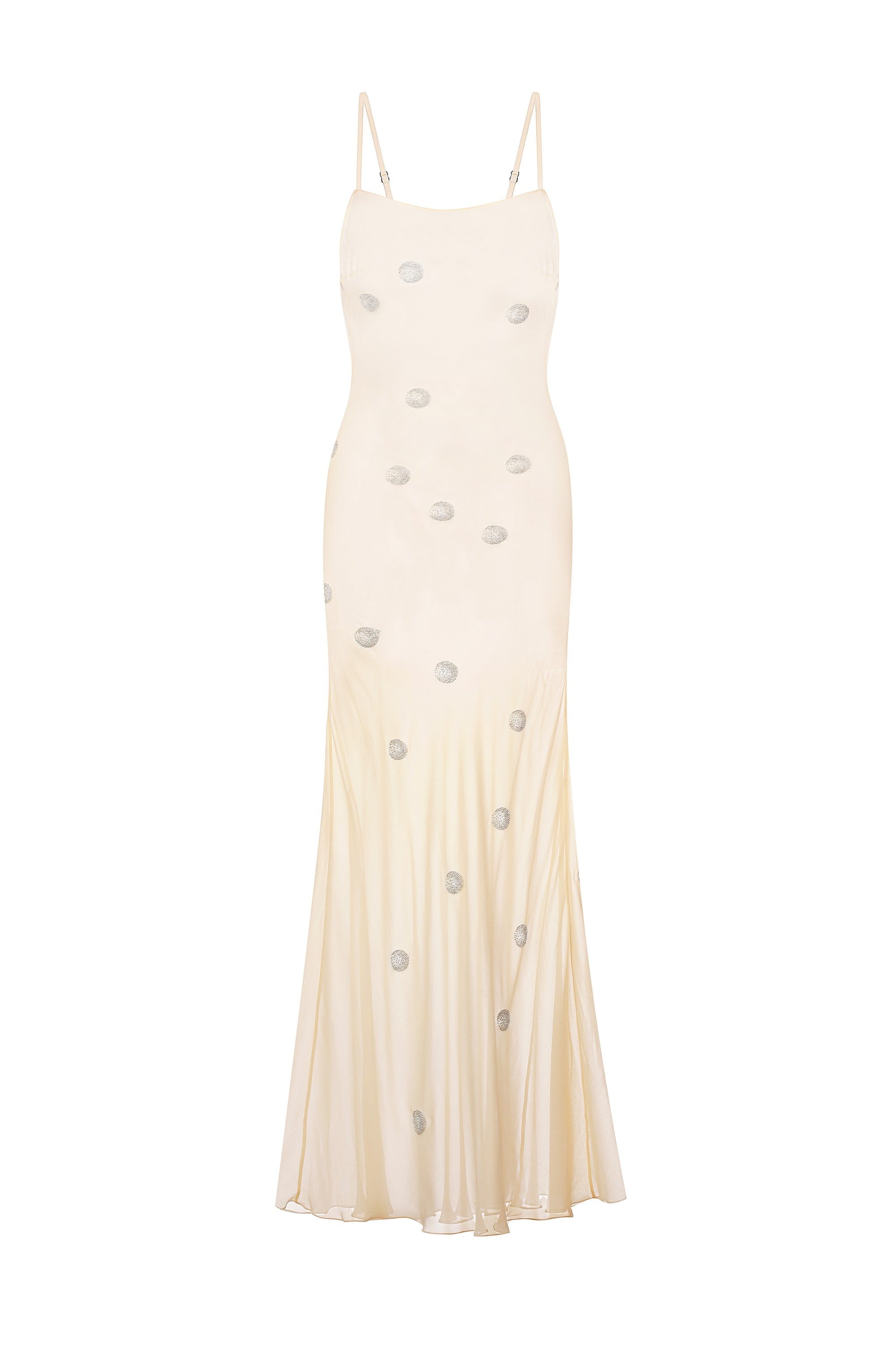Buttermilk Hina dress on a white background, front view