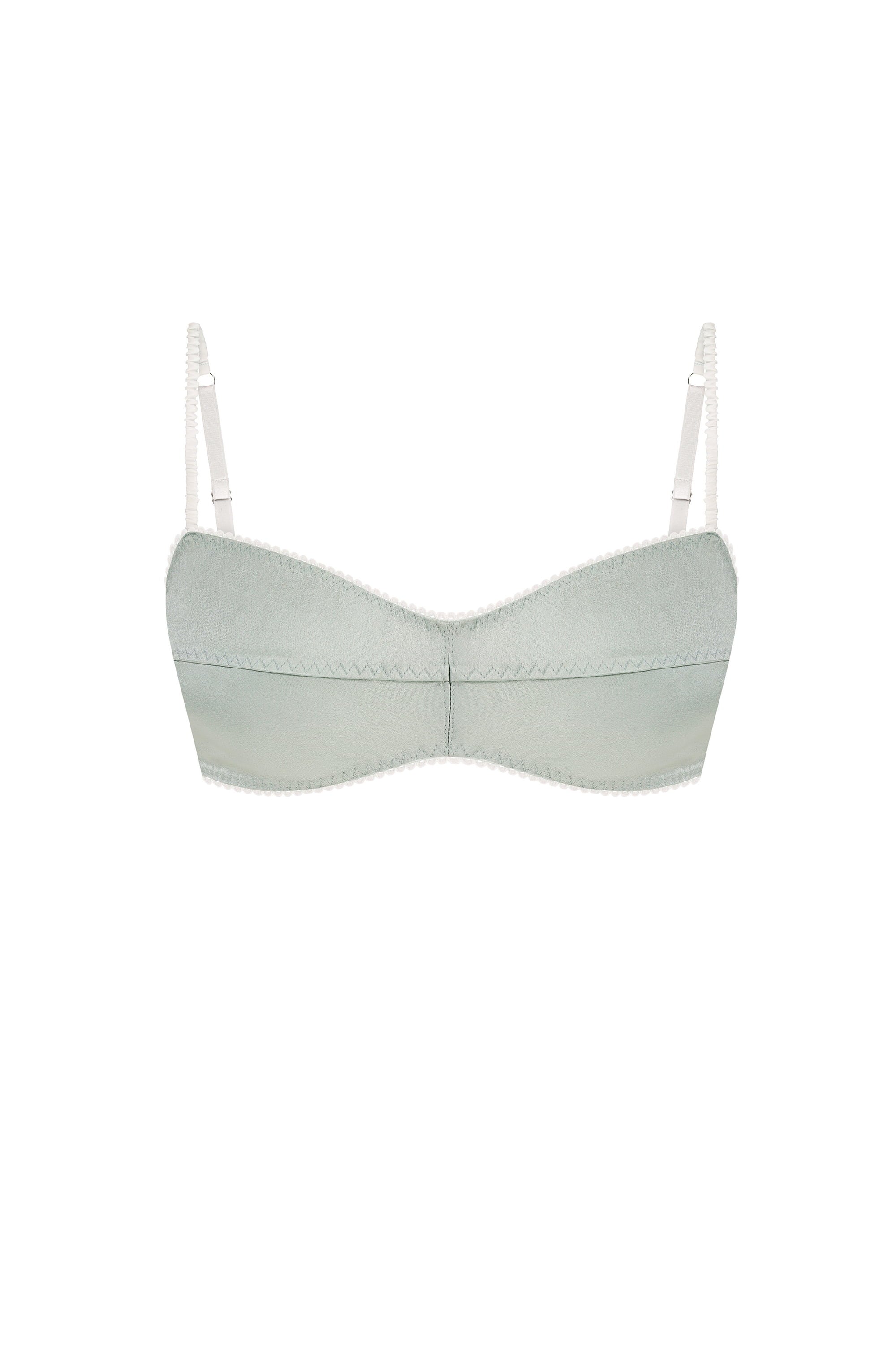 Mint Cloud brassiere with thin straps on a white background, front view