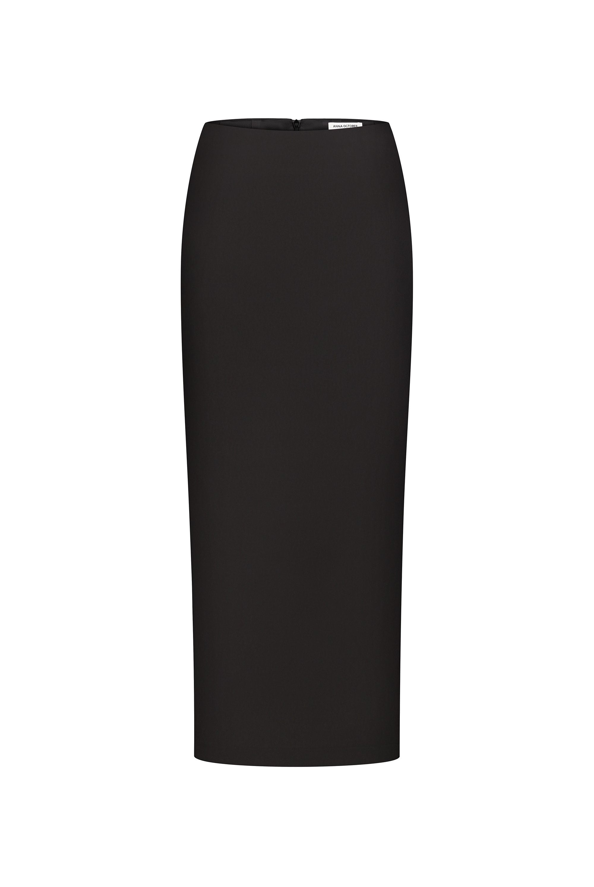 Black pencil Kaya skirt on a white background, front view