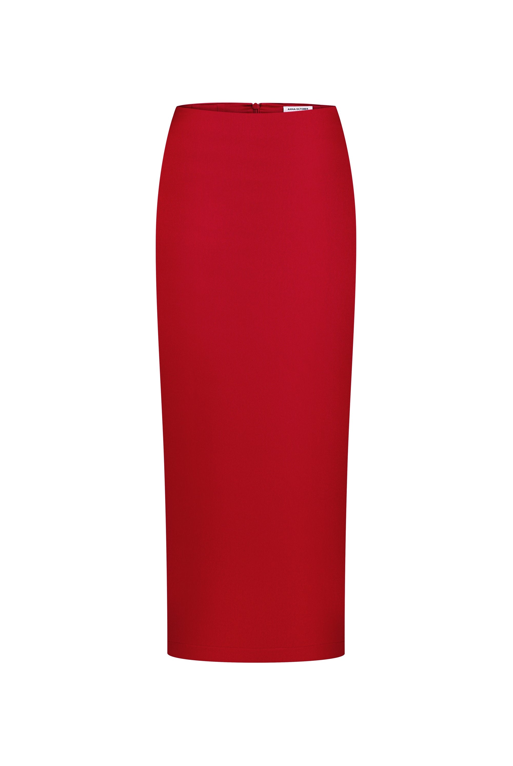 Red pencil Kaya skirt on a white background, front view