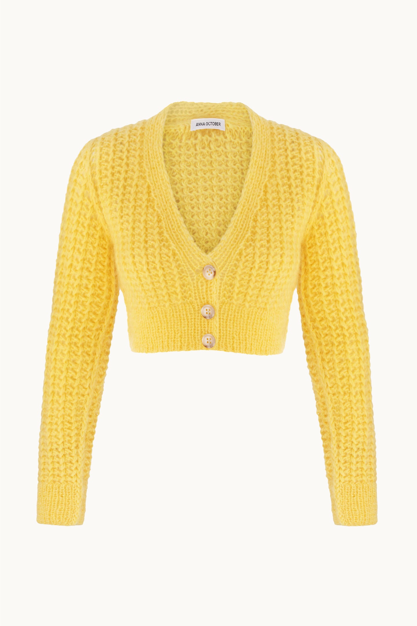 Zoey yellow cardigan front view