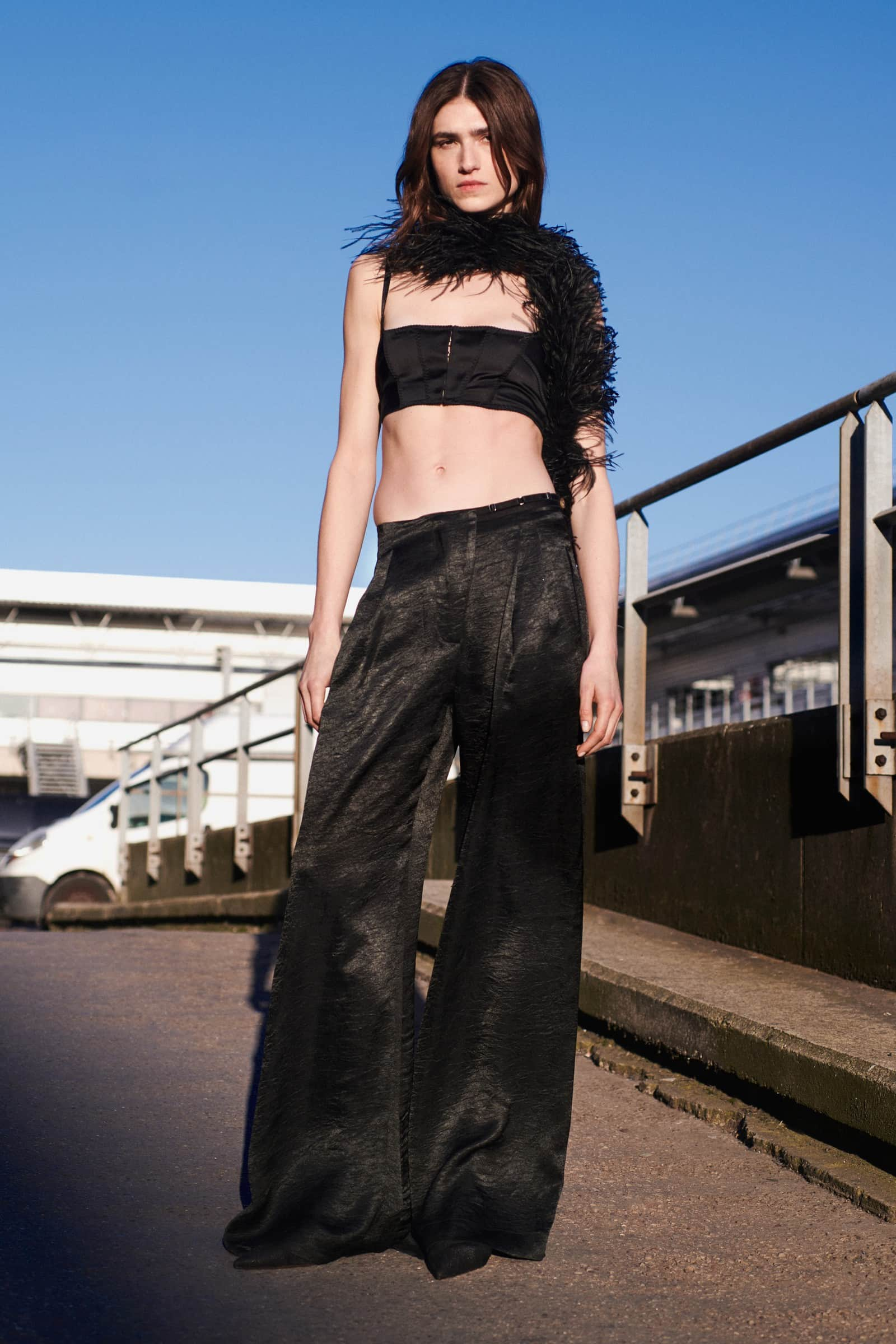 Model in black Faina pants