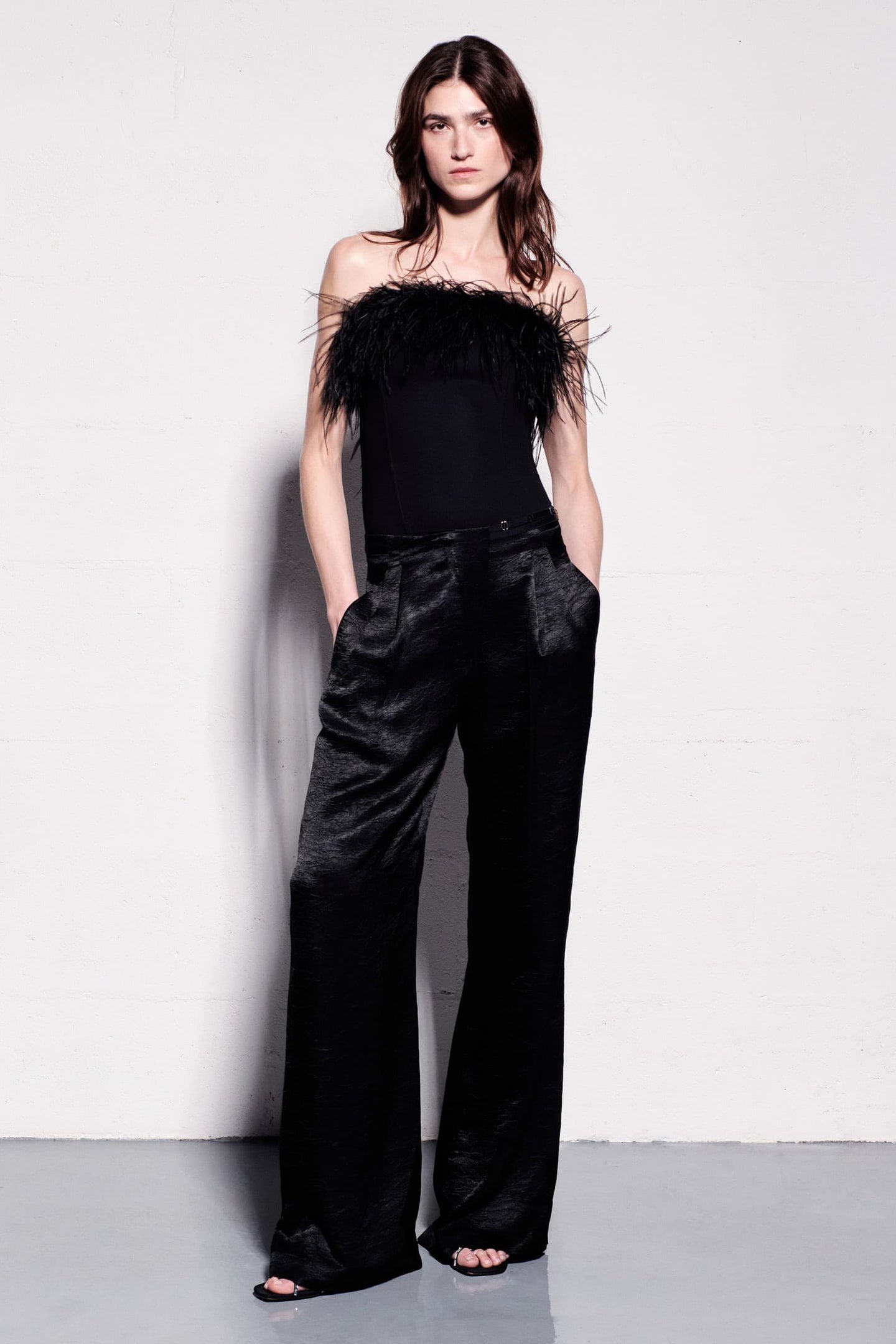 Model in black Faina pants