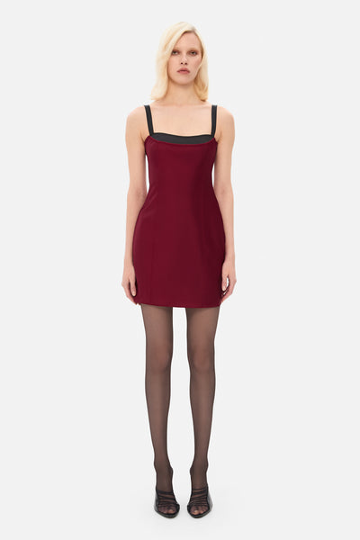 black burgundy dress Burgundy And Black Smudge Print Mesh Overlay Long Sleeve Midi Dress – AX  Paris main image 1