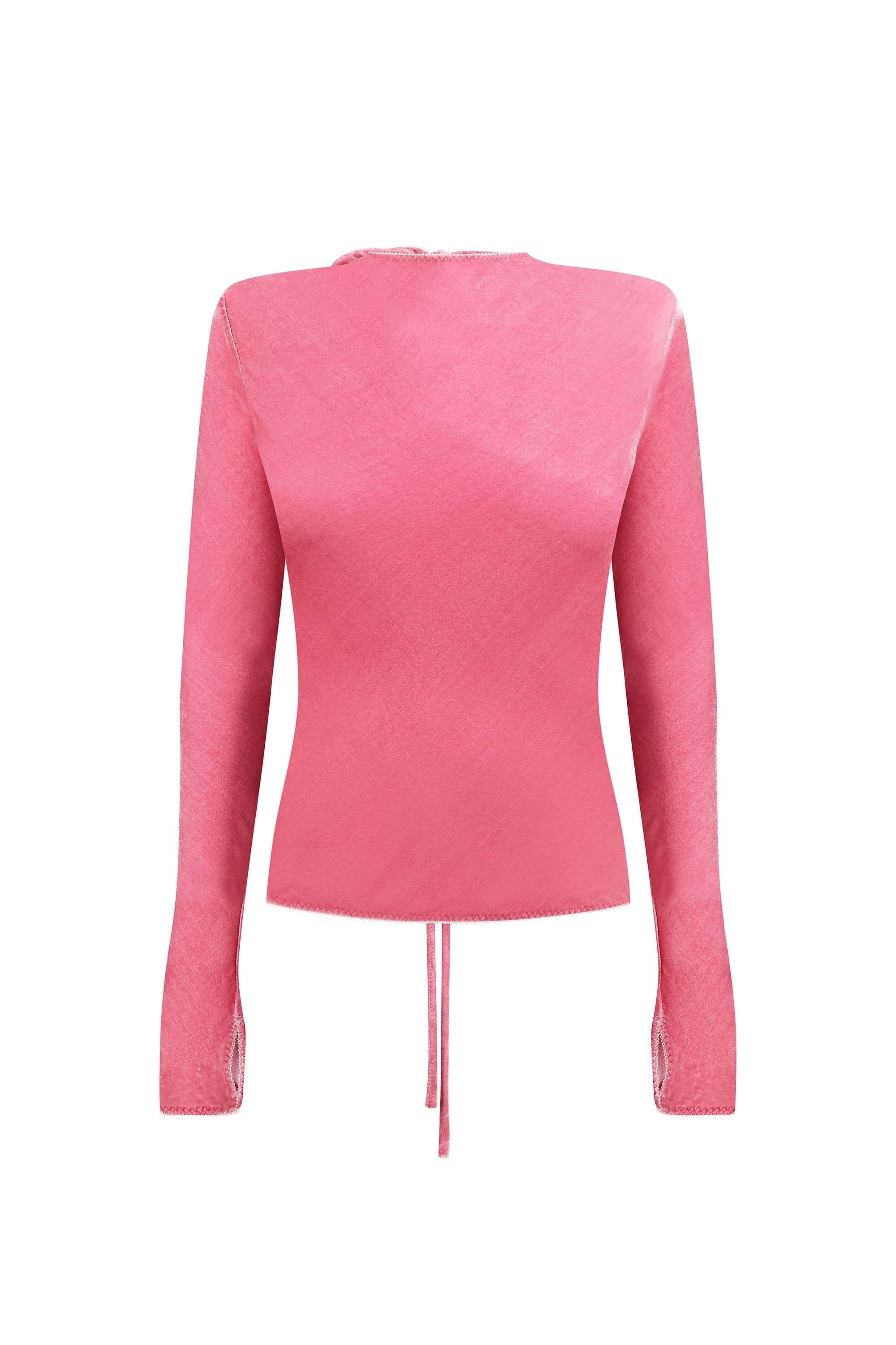 Pink Massima top on a white background, back view