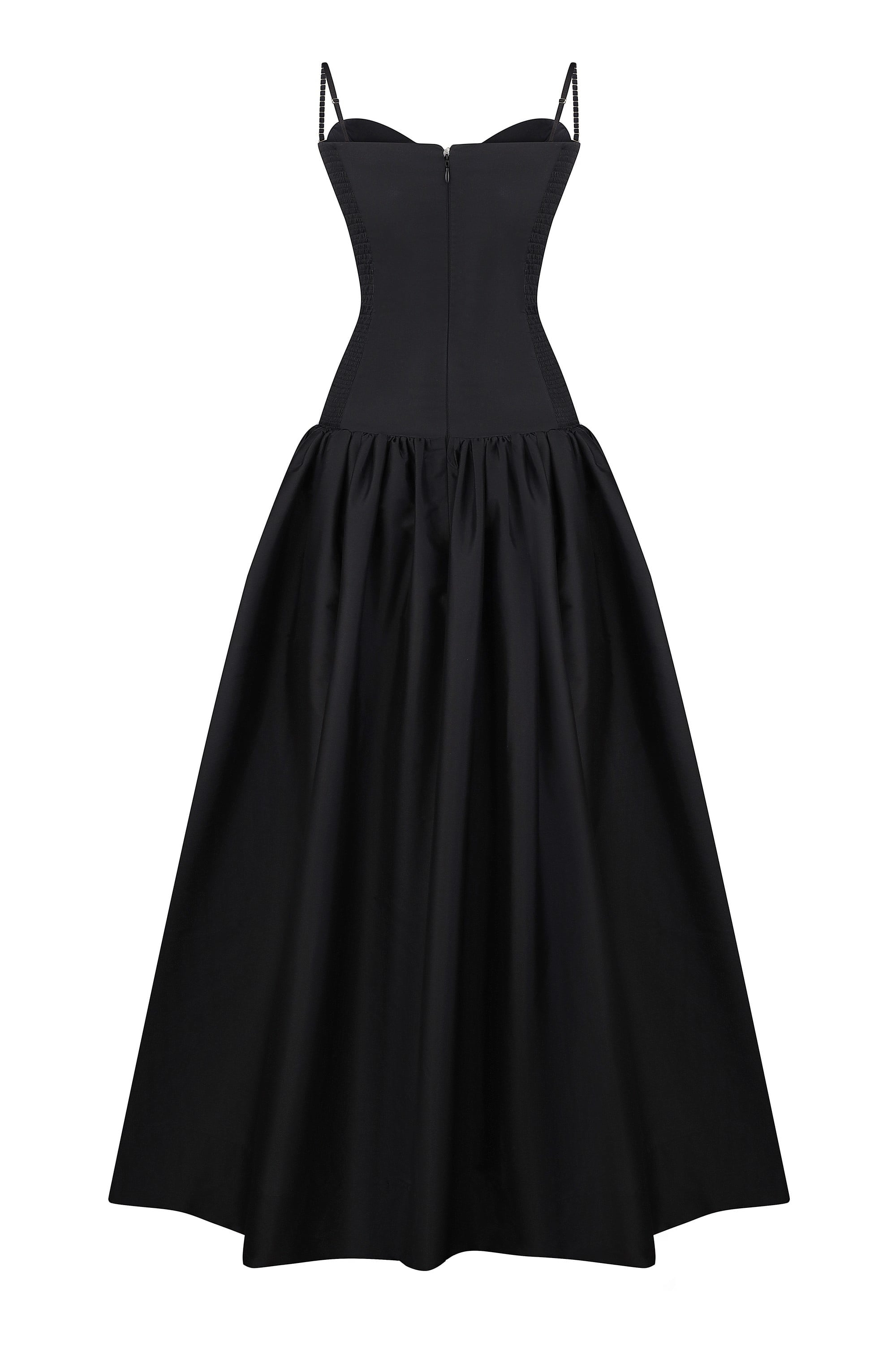 Chloé midi dress with a corset top with stitching and wide skirt back view