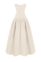 Chloé midi dress with a corset top with stitching and wide skirt back view
