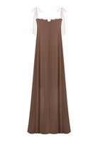 Solomia maxi dress with tulip-shaped decorated cups and chiffon maxi sun skirt back view
