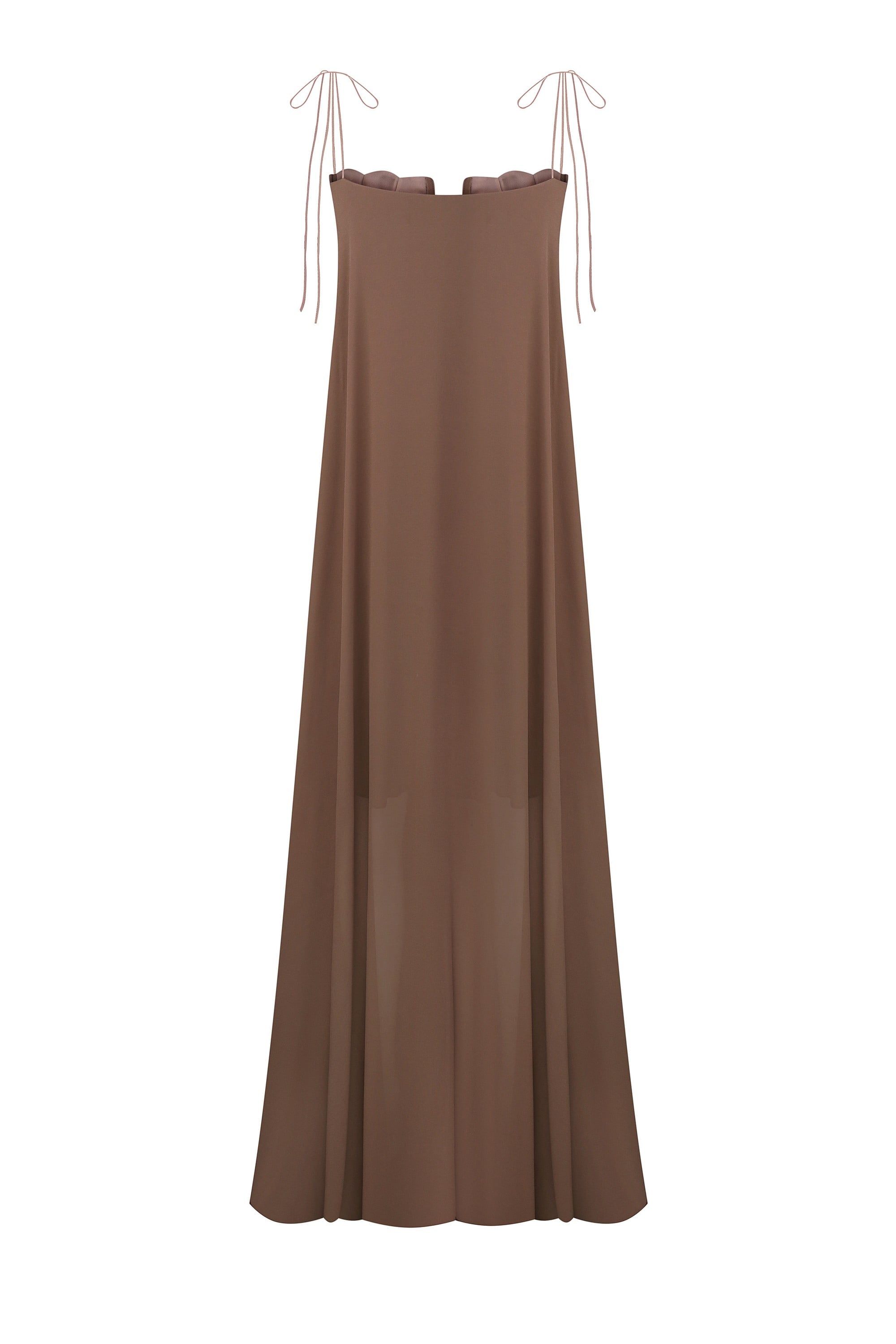 Solomia maxi dress with tulip-shaped decorated cups and chiffon maxi sun skirt back view
