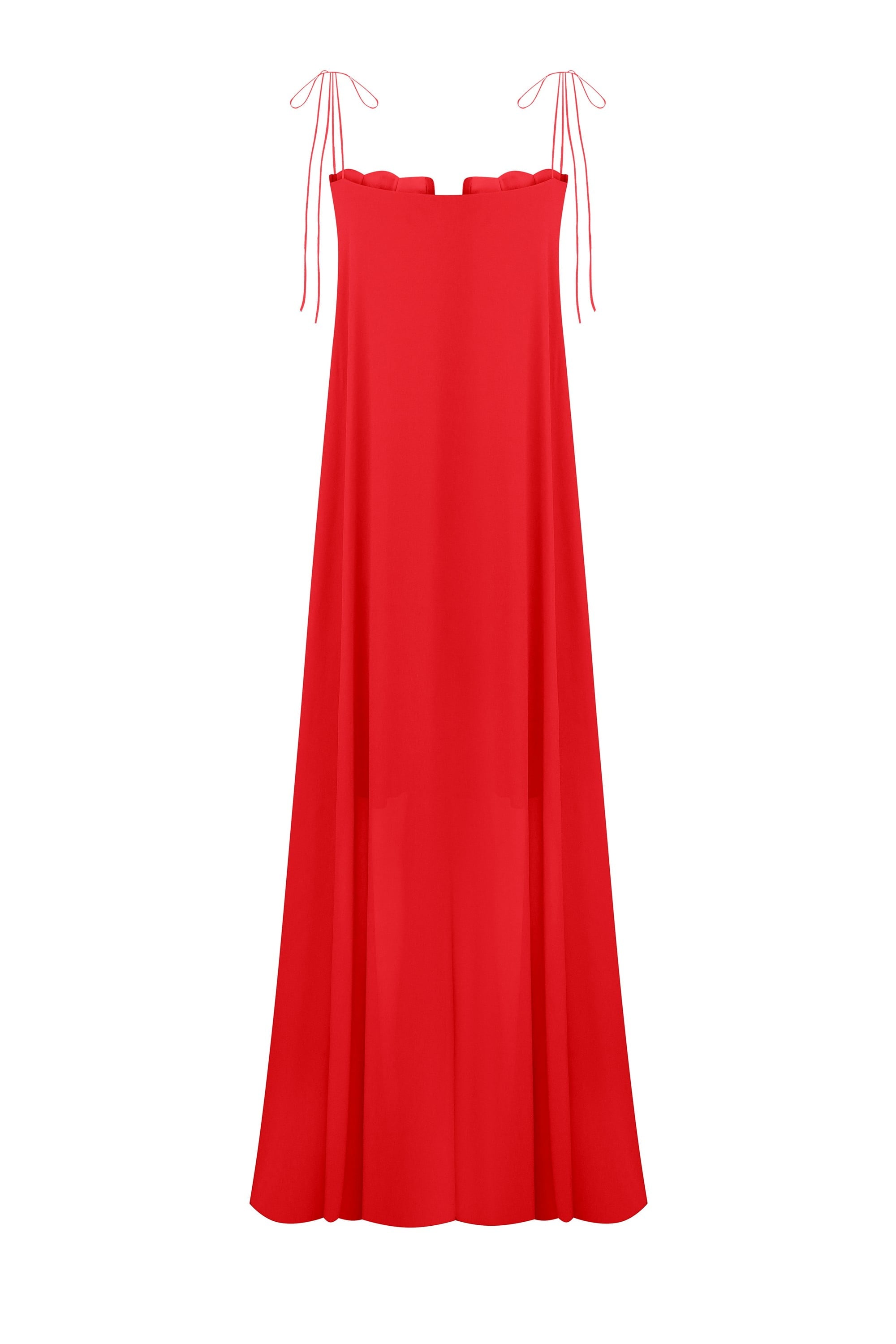 Solomia maxi dress with tulip-shaped decorated cups and chiffon maxi sun skirt back view