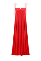Solomia maxi dress with tulip-shaped decorated cups and chiffon maxi sun skirt front view