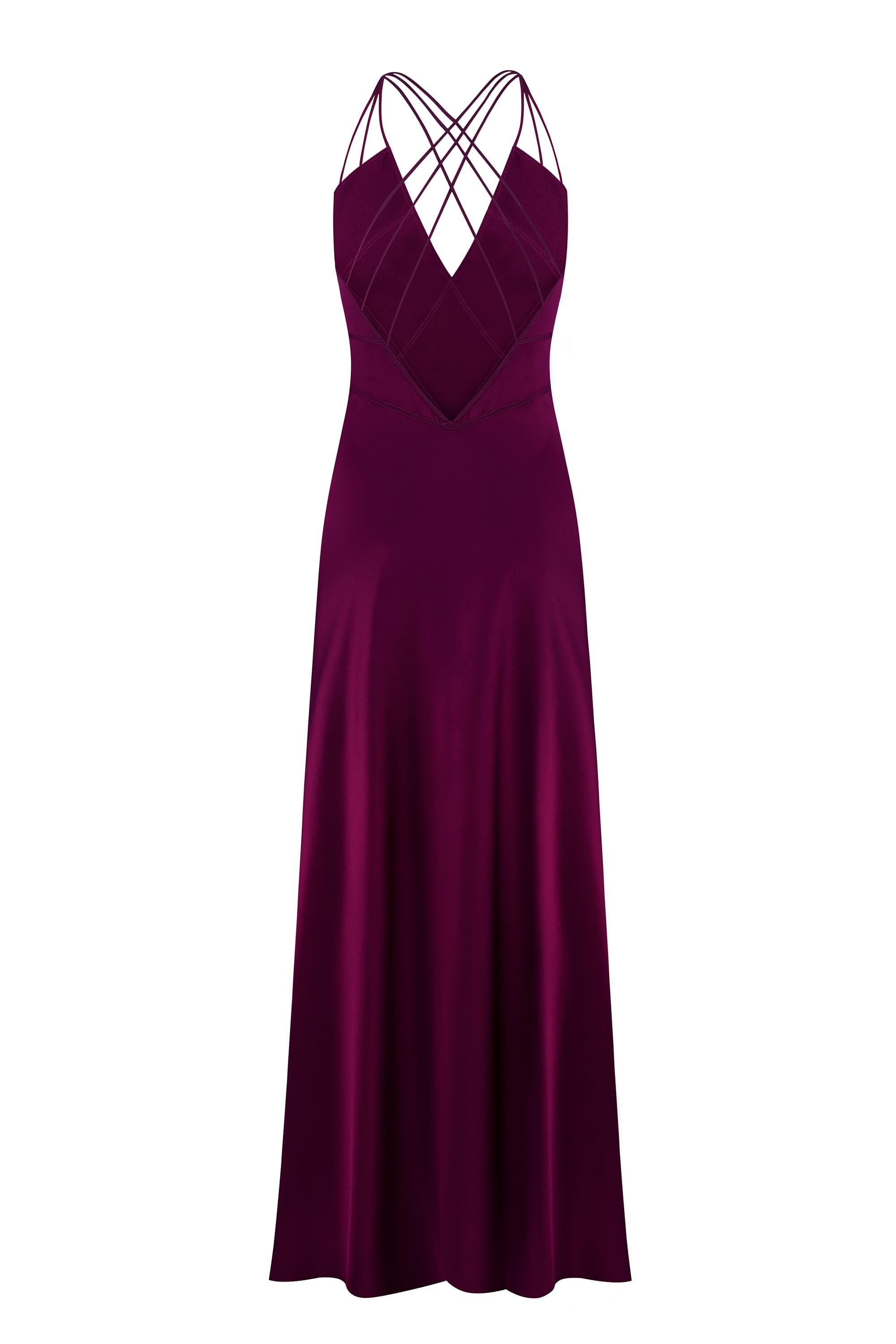 Melania maxi dress with decorative lines on the bodice back view