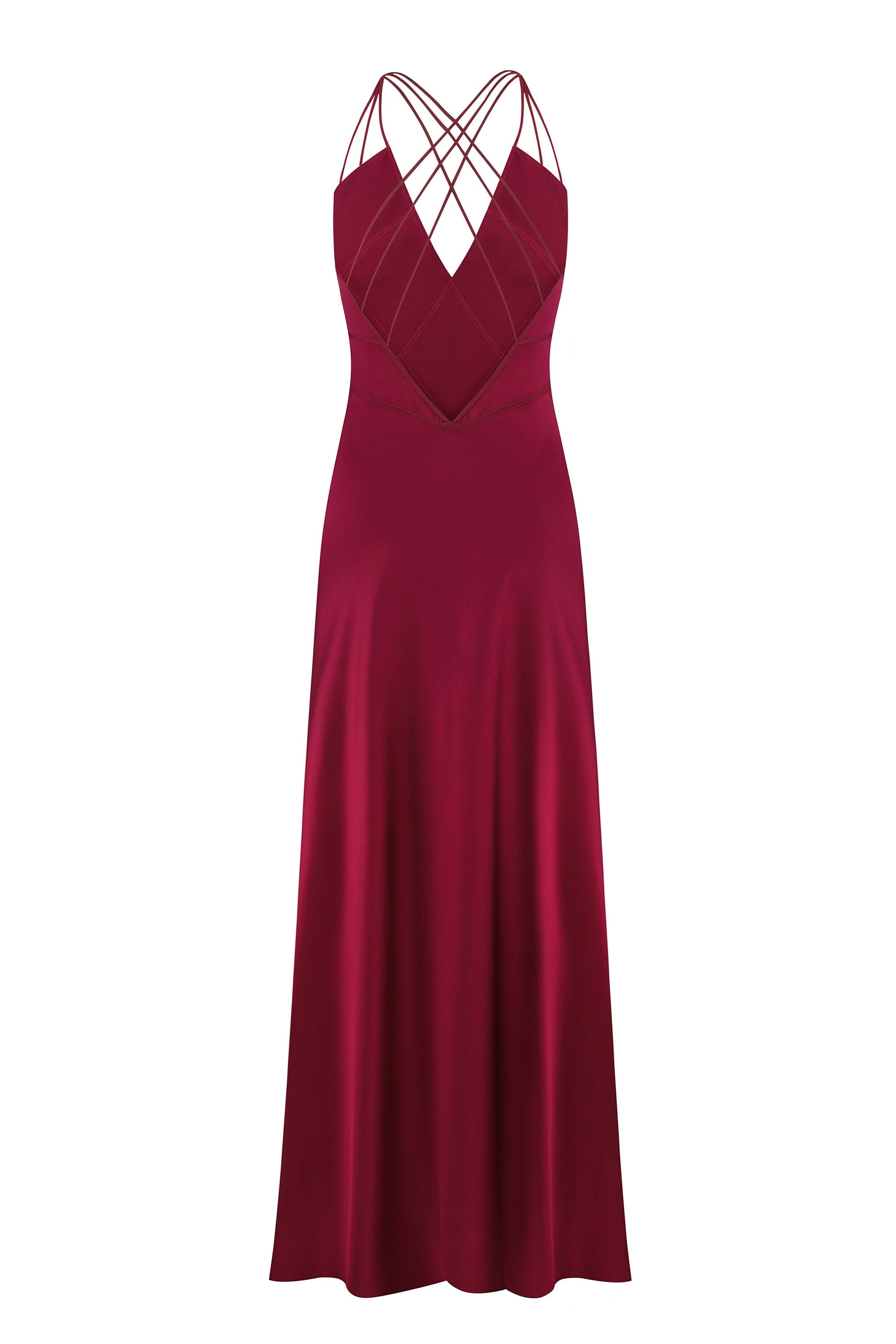Melania maxi dress with decorative lines on the bodice back view