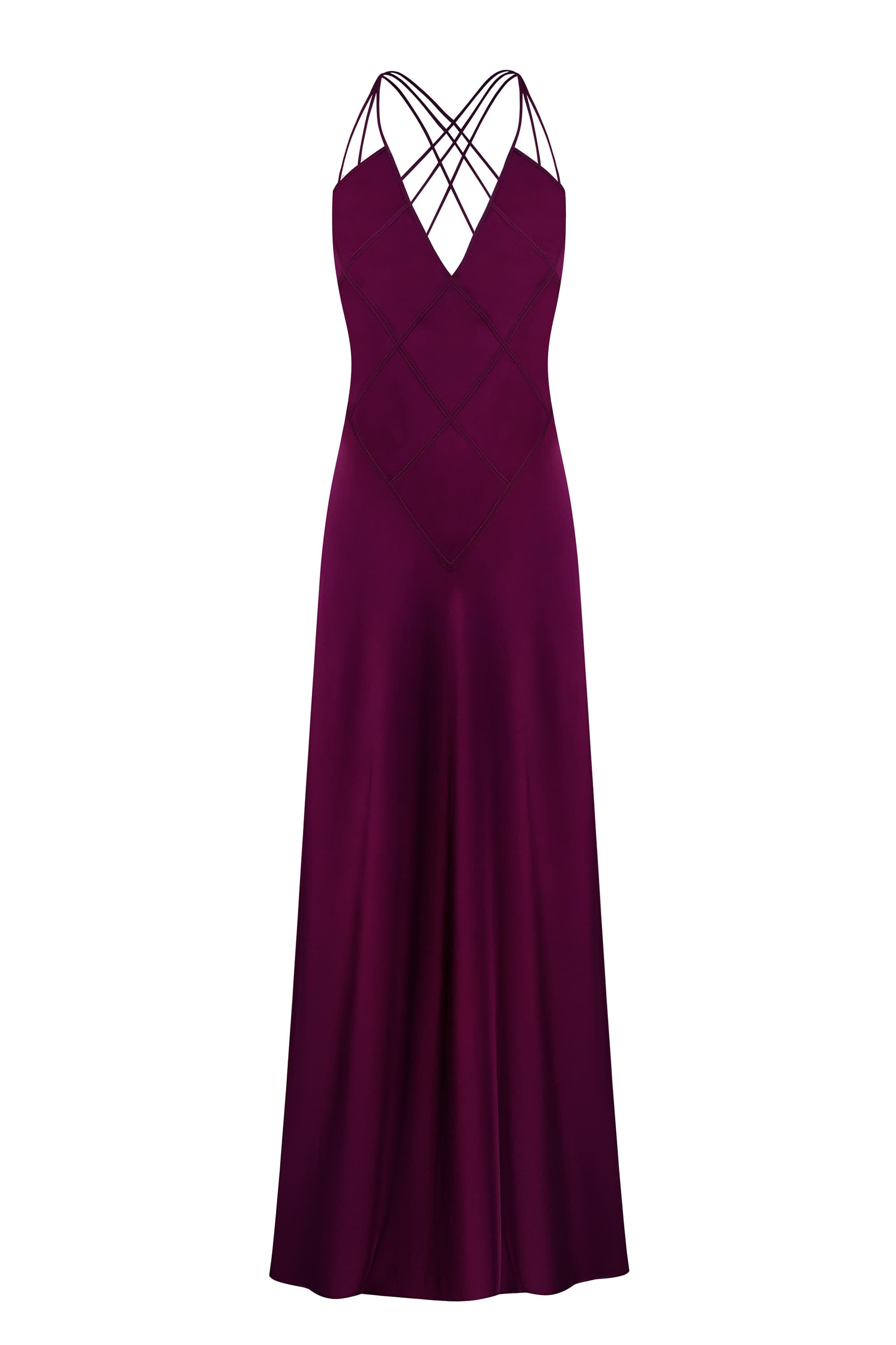 Melania maxi dress with decorative lines on the bodice front view