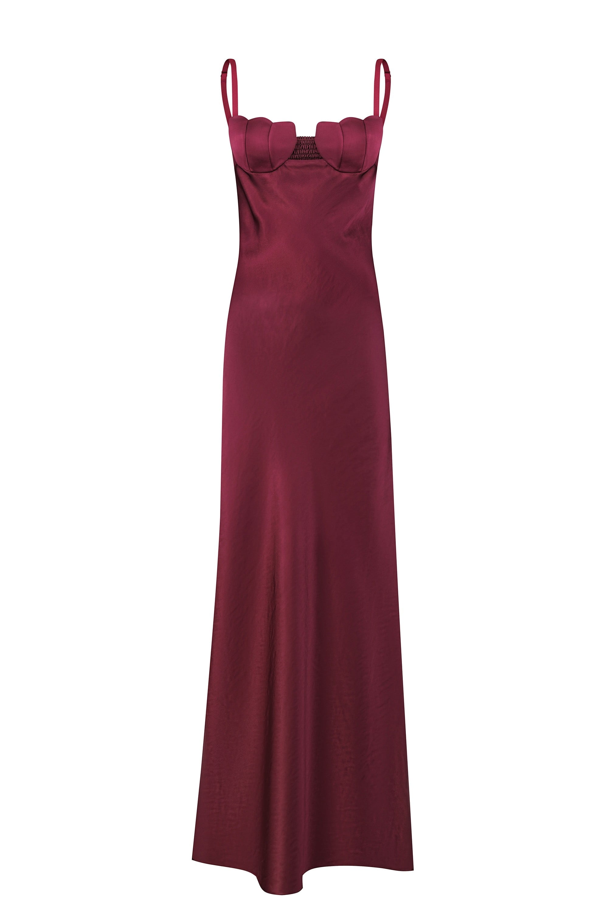 Tulip maxi dress with tulip-shaped decorated cups front view