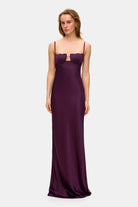 Model in Tulip maxi dress with tulip-shaped decorated cups front view