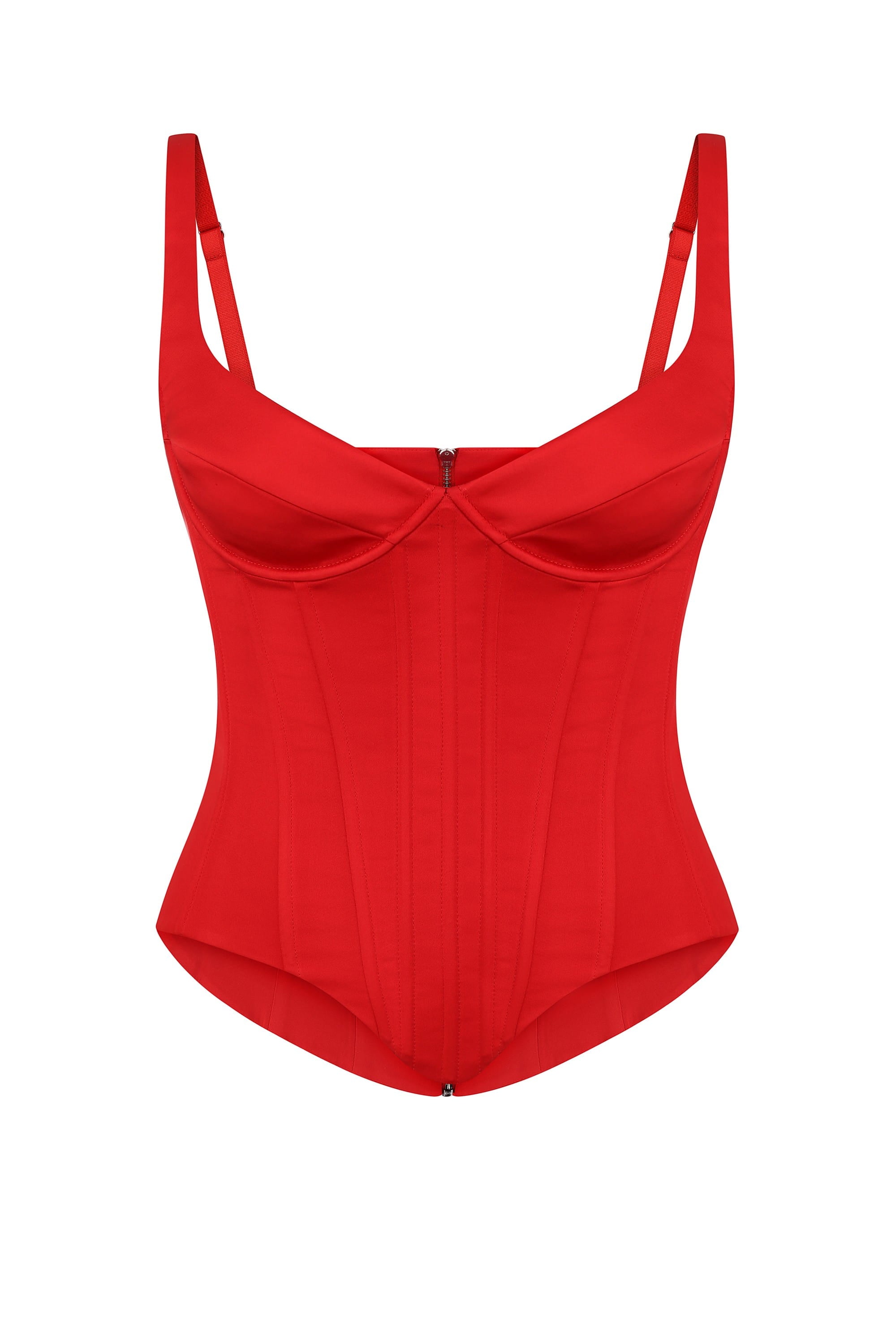 Corset-style Zhadana top with decored cups front view