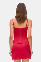 Model in corset-style Zhadana top with decored cups back view