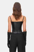 Model in Ruslana leather corset back view