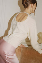 Model in cable knit Verona jumper