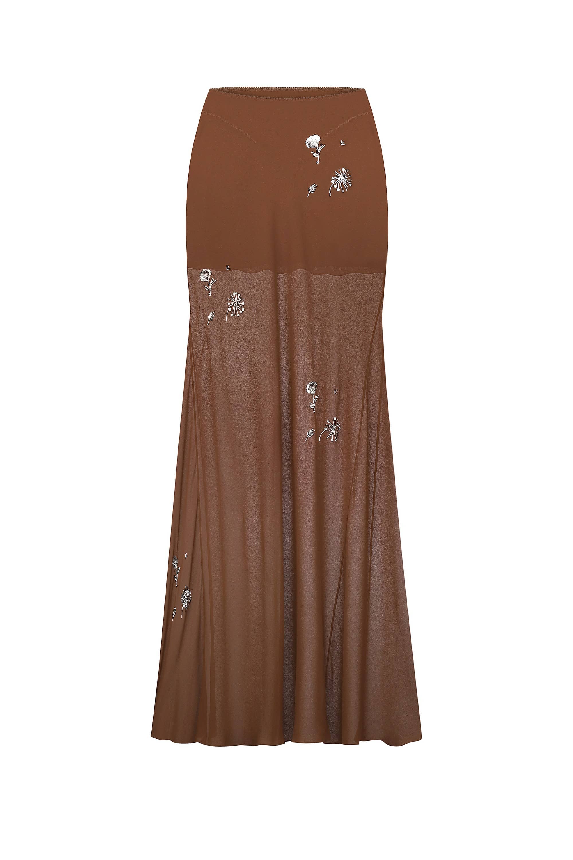 Chiffon Embroidered Dorothy maxi skirt with a scarf front view