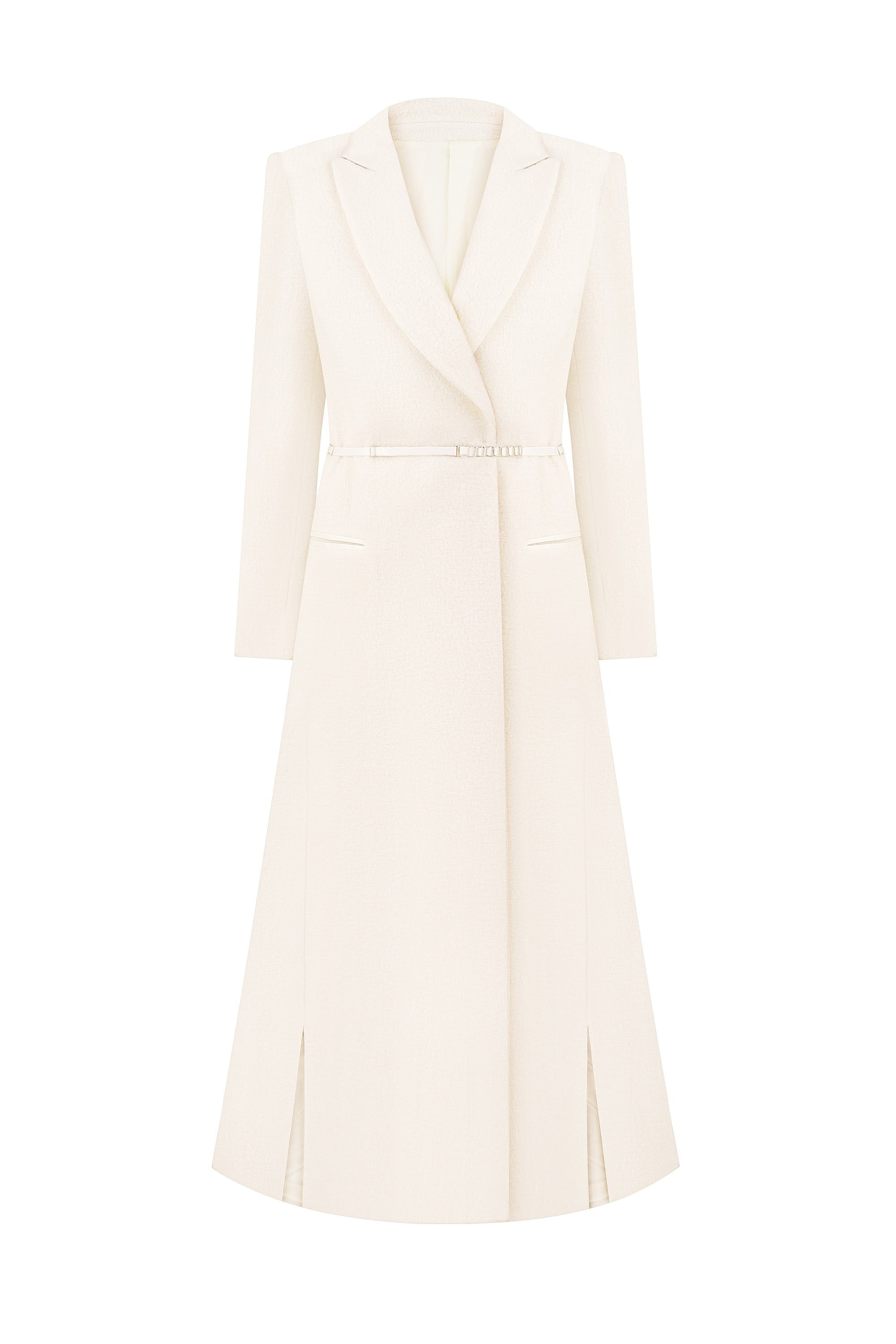 Fitted maxi boucle Anneliese coat front view