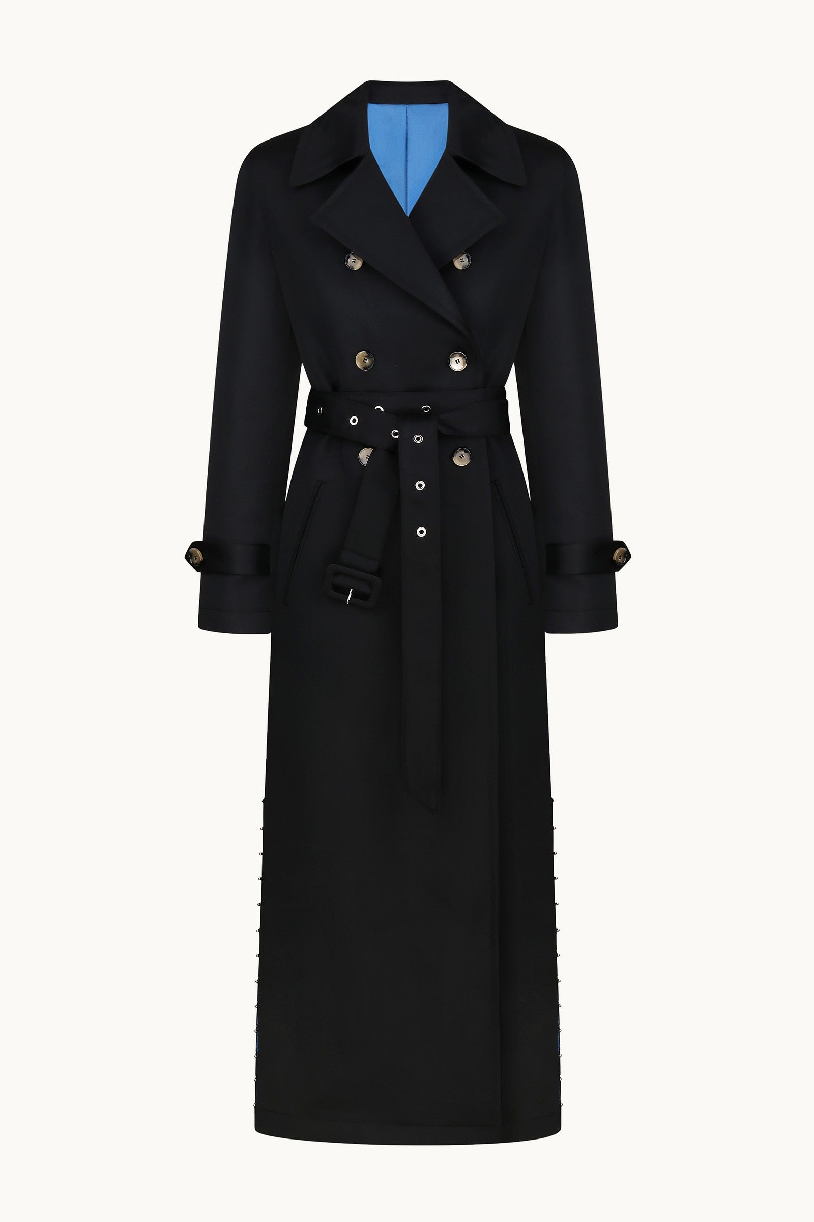 Hannah black trench front view