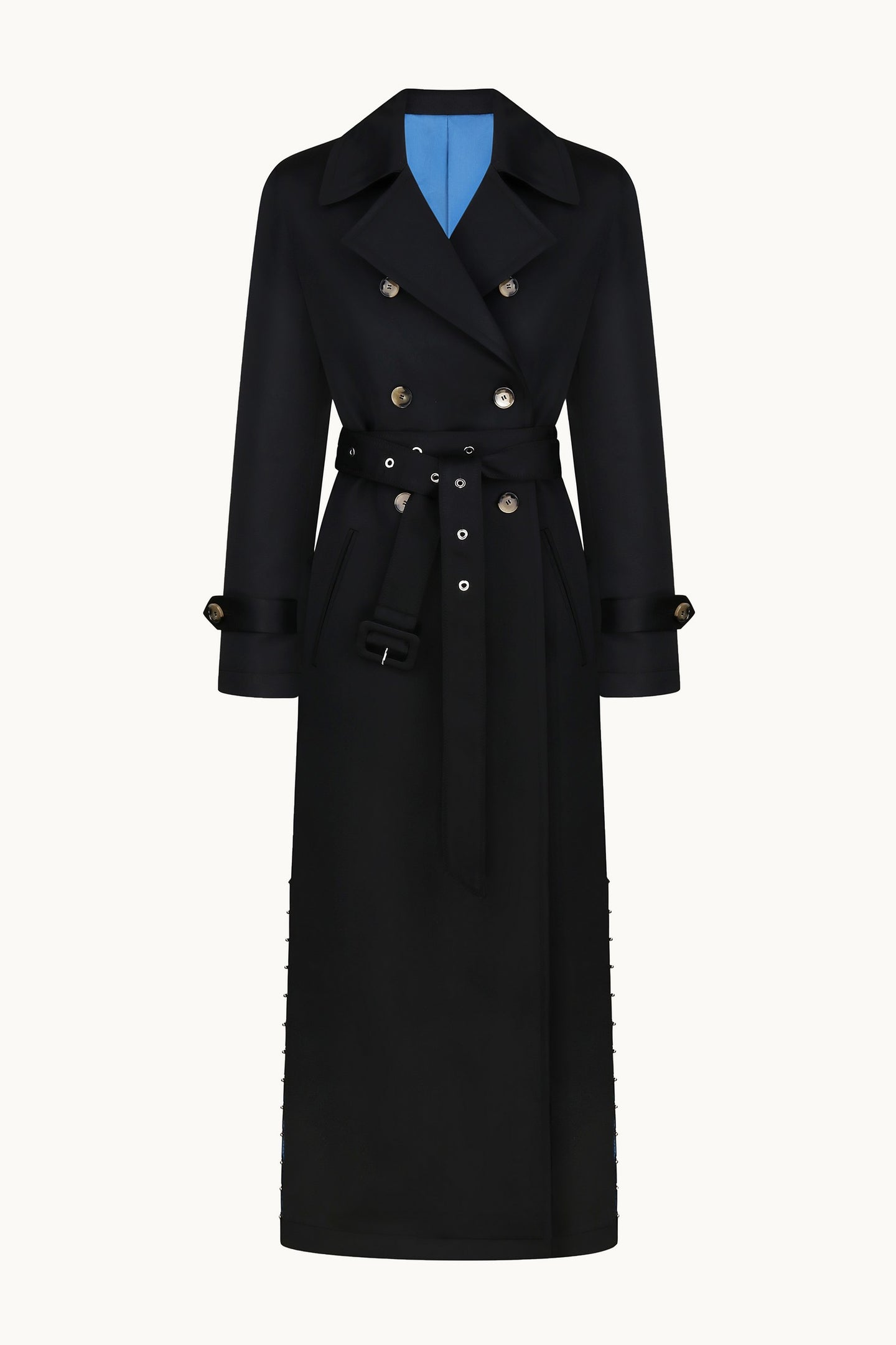 Hannah black trench front view