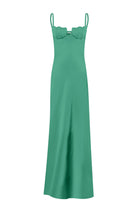 Tulip maxi dress with tulip-shaped decorated cups front view